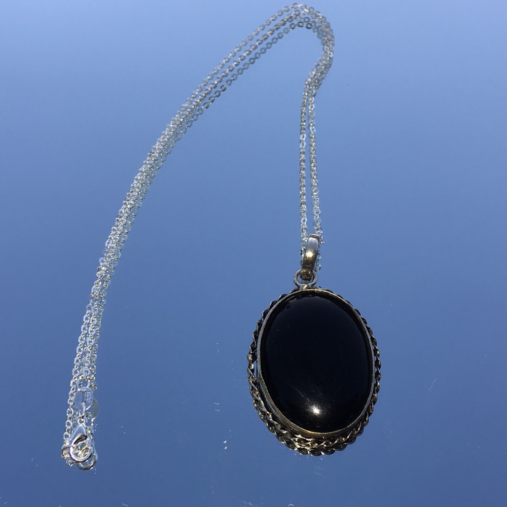 Natural Black Onyx stone necklace